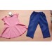 Girl's Pink Peplum Top and Pants Set 